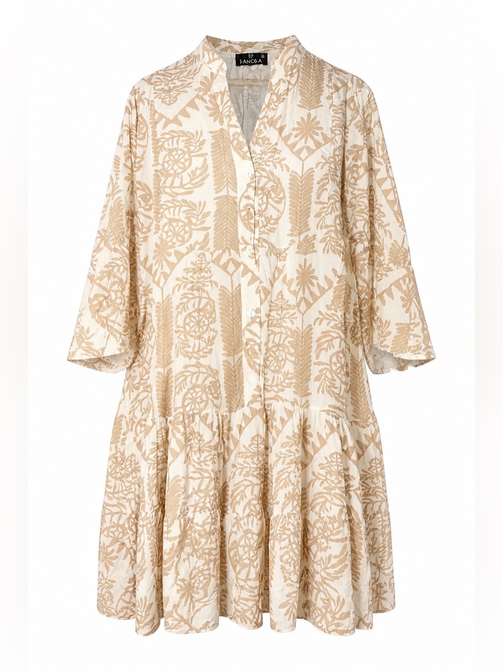 Tantra Cream &‎ Tan Printed Tiered Shirt Dress Sz M
